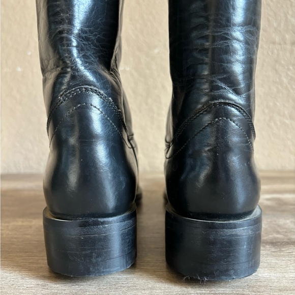 Tony Lama Black Leather Roper Boots Youth Size 4 - Picture 6 of 11